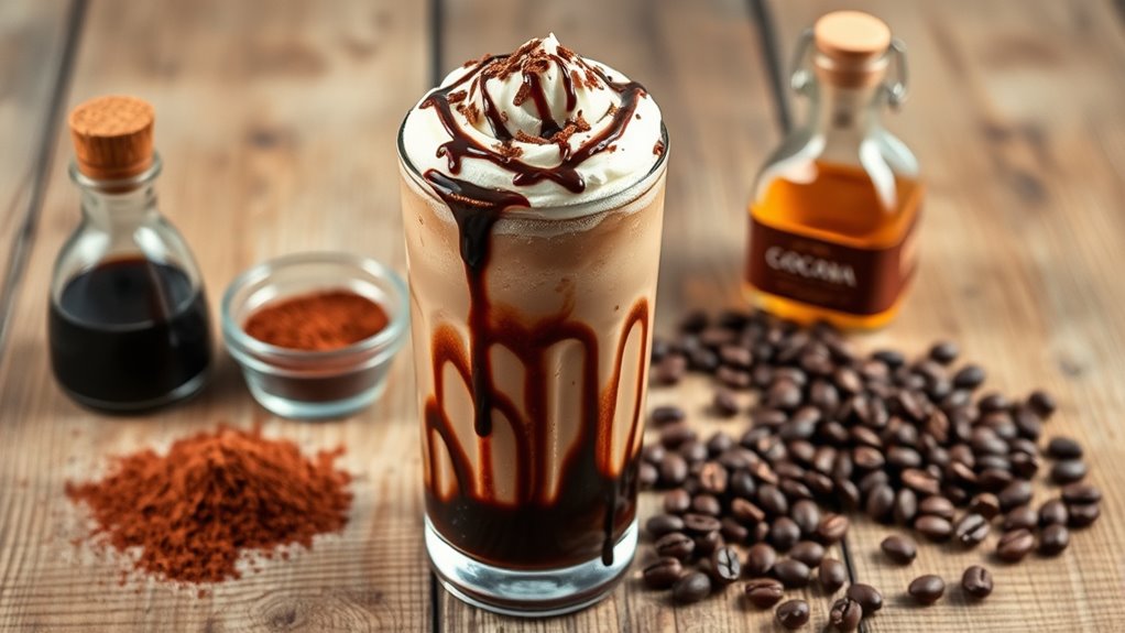 chocolate syrup and toppings