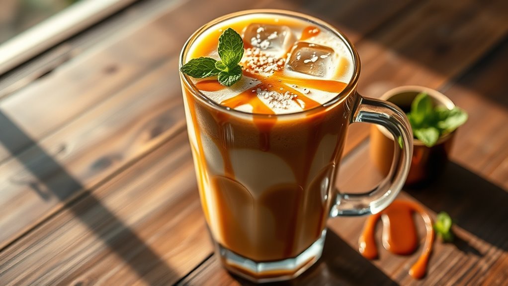 homemade iced caramel latte