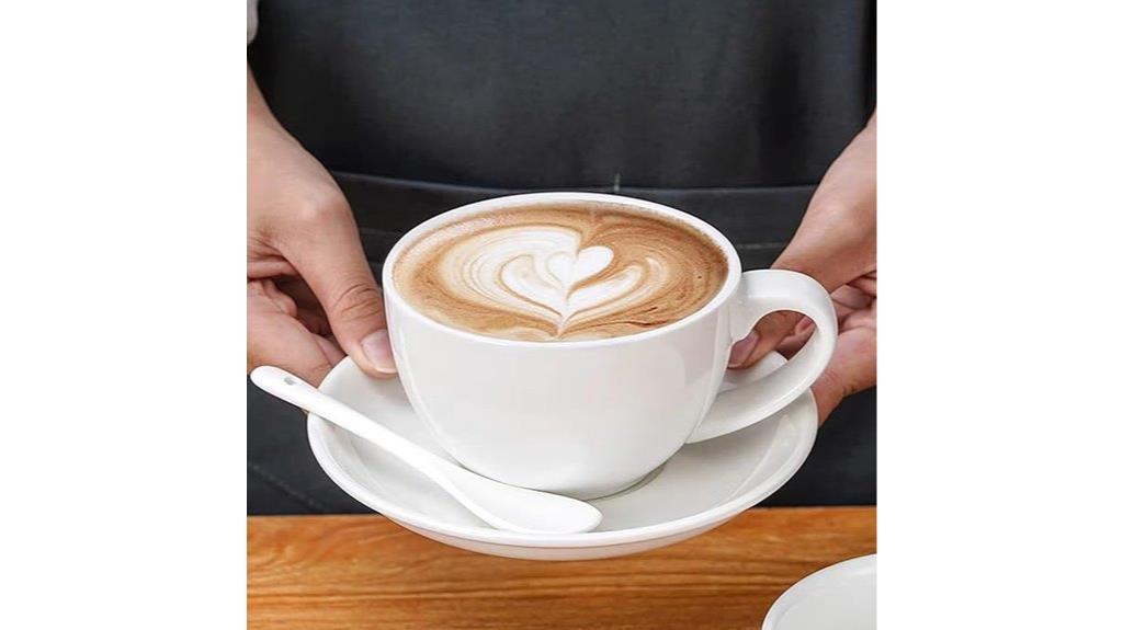 white cappuccino mug set